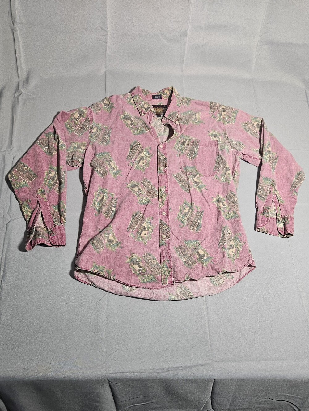 Chaps Ralph Lauren Vintage Red Unique Distress Rugged Design Grunge Skater Sz Lg